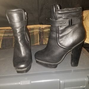 KELSI DAGGET Ginuine Black leather biker boots